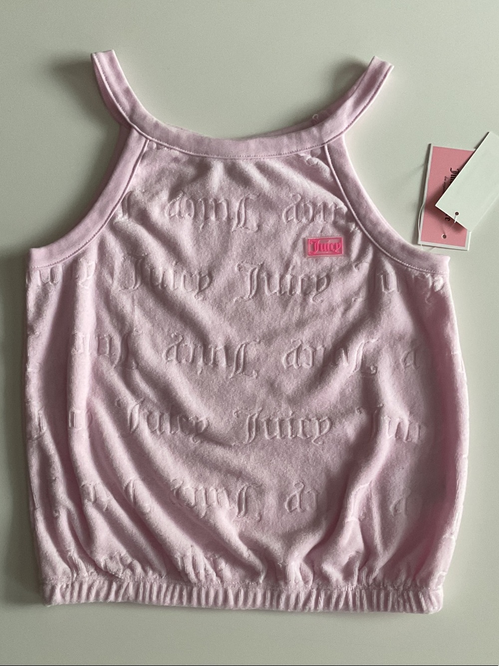 Juicy Couture Kids Light Pink Terry Crop Bandeau Tank